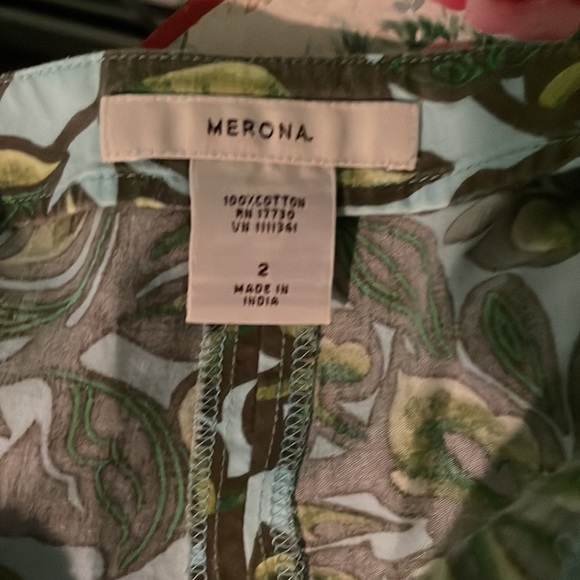 Merona Blue Sky Foliage Vintage-patterned swing skirt sz 2 - Picture 4 of 6